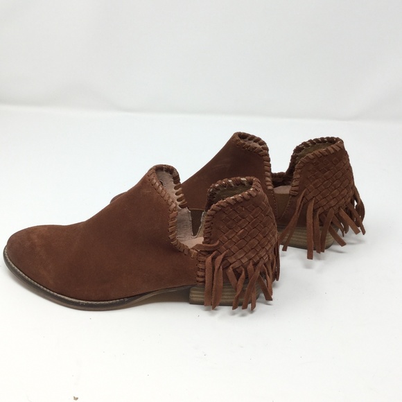 Seychelles Cowboy Cognac Brown Suede Fringe Boots - Picture 2 of 5